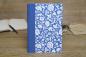 Preview: Hardcover drawing book, blue cover with white flowers, blue cloth spine